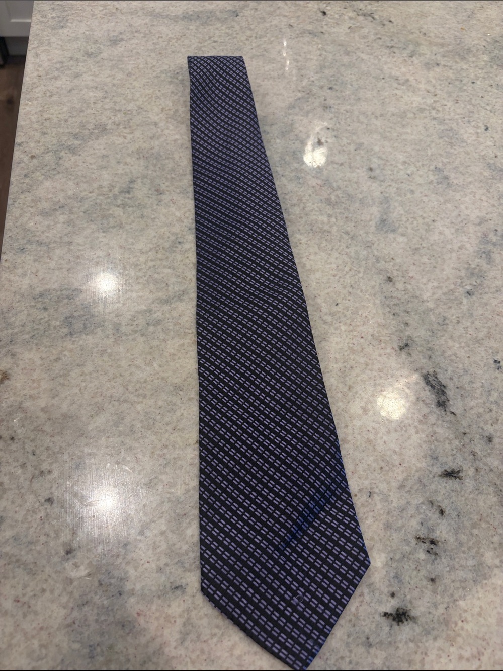 Jones New York Navy and Light Blue Geometric Silk Tie